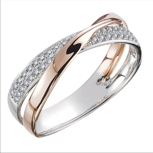 Jewelry - *NEW*925 Silver Two Tone Women’s Diamond Ring
